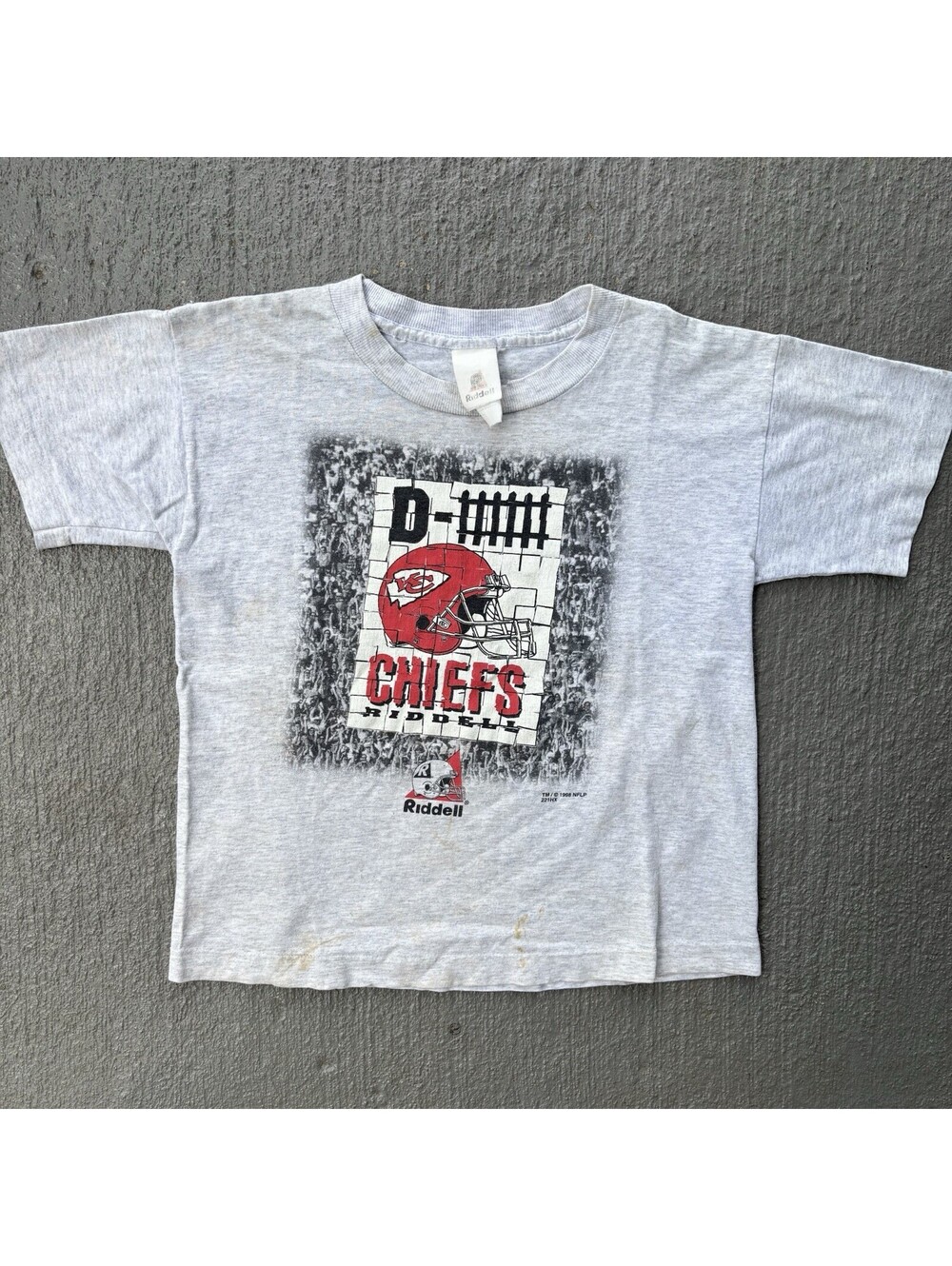 Vintage 90s Kansas City Chiefs 1998 NFL Football Riddell Shirt YOUTH Size 7Y- 8Y